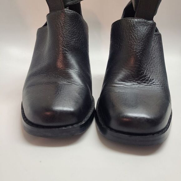 Shelly's London Reversible Adjustable Buckle Strap Block Heel Leather Booties - Picture 9 of 16